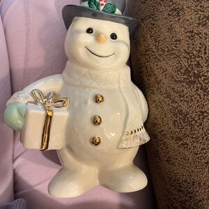 Festive Lenox Snowman Figurine with Gift